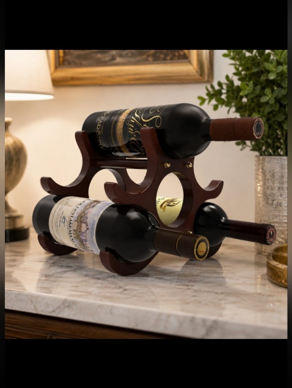 Wood Wine‎ Storage Racks Countertop, 6 Bottle